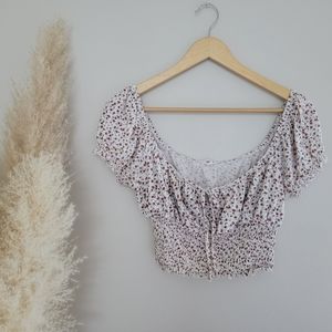 Garage cropped shirt, size medium, floral print